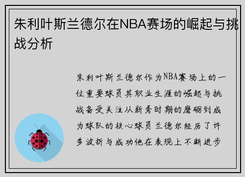 朱利叶斯兰德尔在NBA赛场的崛起与挑战分析